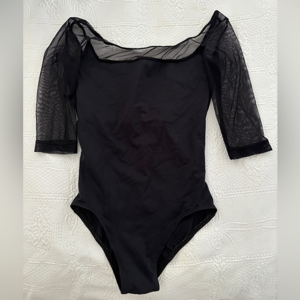 Body wrappers mesh sleeve leotard